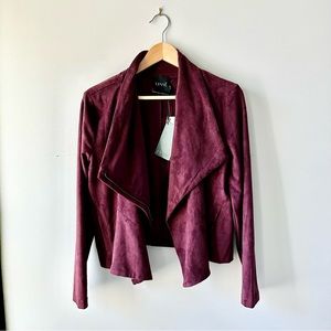 Lysse Fauxe Suede Maroon Moto Jacket Size Medium